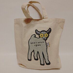 ADORABLE Beekman 1802 Goat Tote Bag Embroidered Daisy Eyes